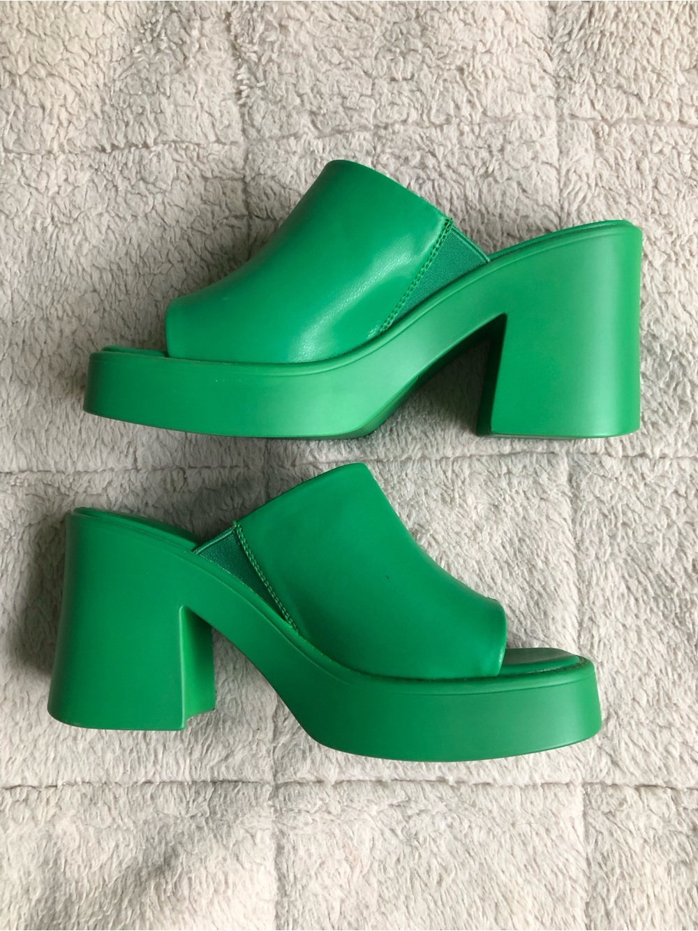Y2K Call It Spring Green Colour Block Platform Heel Slide Mules 6.5